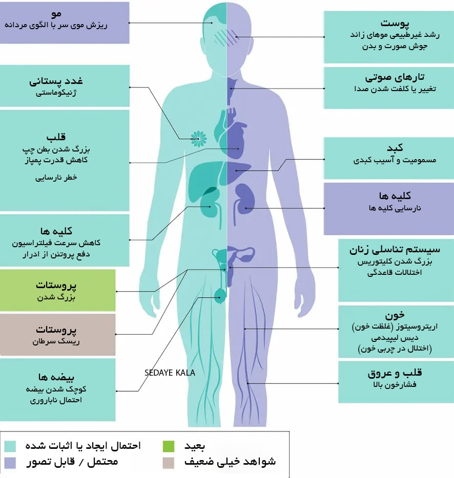 عوارض استروئیدهای آنابولیک (پپتاید سارم استروئید؛ مقایسه کامل فواید و ریسک‌ها) 